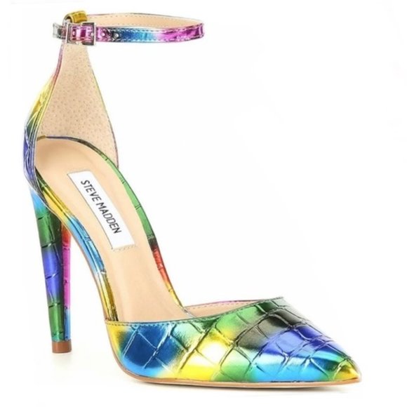 Steve Madden Alisha-R Metallic Rainbow LGBT Pump High Heel W/flaw PRIDE SZ 9 - Picture 1 of 16